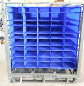 steel rack with textile compartments