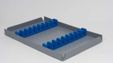 PP corrugated tray with PE-foam bars